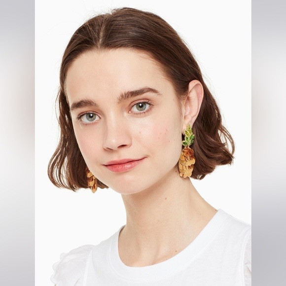 Kate Spade By The Pool Pineapple Statement Studs Earrings - Picture 4 of 13
